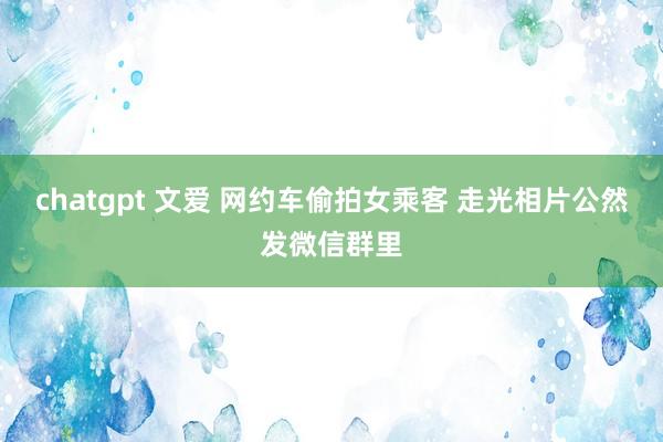 chatgpt 文爱 网约车偷拍女乘客 走光相片公然发微信群里