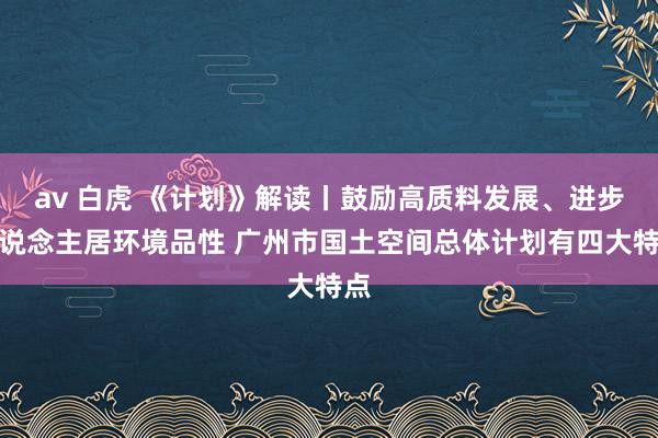 av 白虎 《计划》解读丨鼓励高质料发展、进步东说念主居环境品性 广州市国土空间总体计划有四大特点